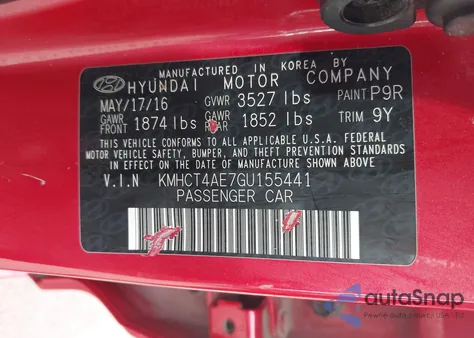 2016 Hyundai Accent Se z USA, uszkodzony, nr VIN KMHCT4AE7GU155441